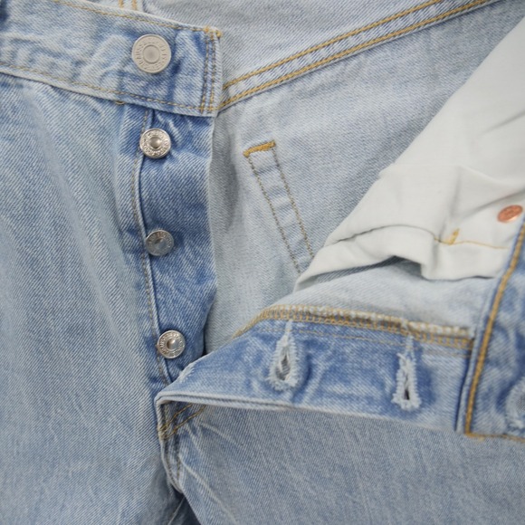 Levis Jeans Womens 29 501 Blue Crop Light Wash Mid Rise Split Hem New - Picture 6 of 12